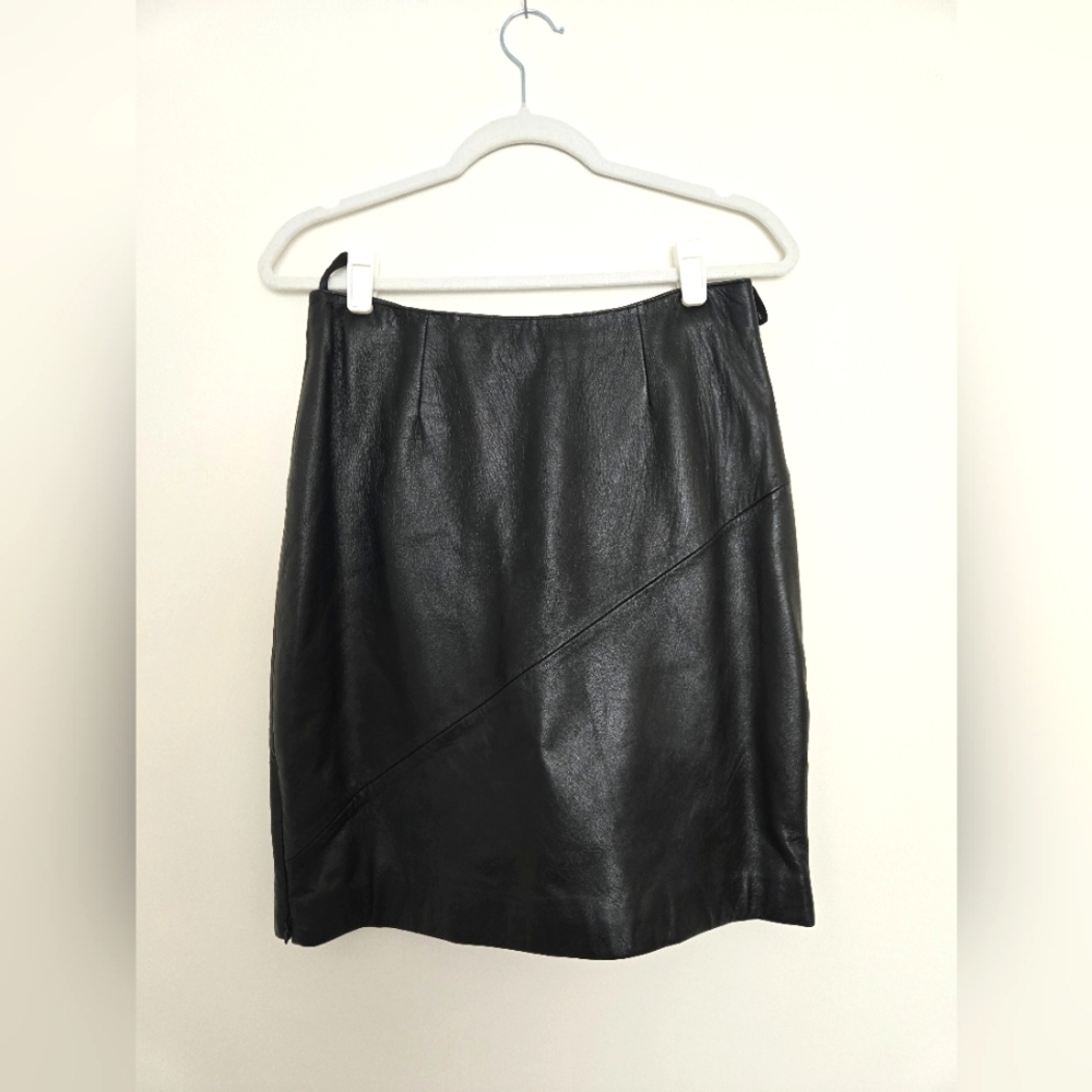 Pelle Studio Black Leather Pencil Skirt